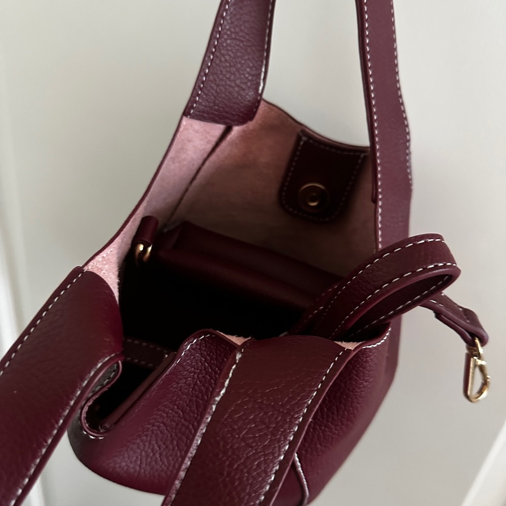 Anthropologie Sonia MiniWomen's Burgundy Hobo Shoulder Bag - Sleek Everyday Tote - Picture 2 of 4